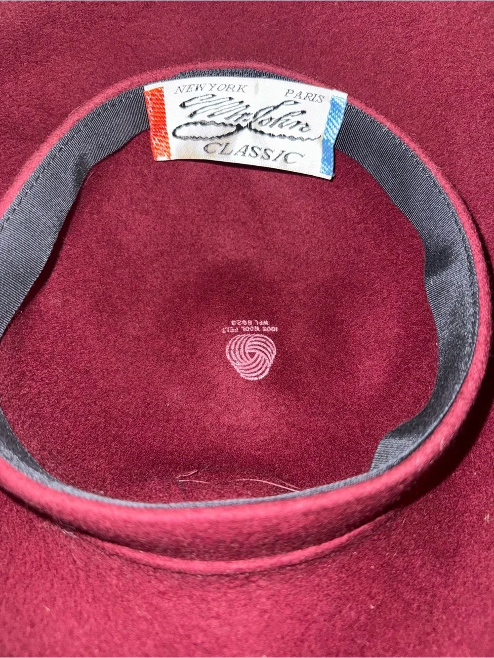 Women's Maroon Wool Felt Hat with Gold Satin Accent - Picture 7 of 9
